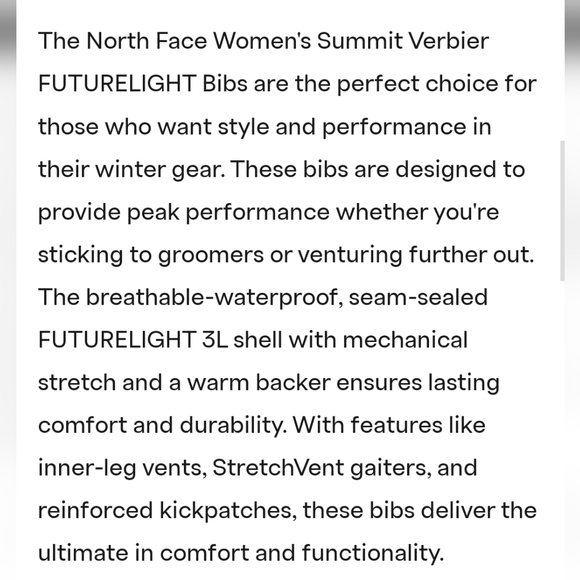 The north face summit futurelight bib snow ski pants nwt XL black winter - Picture 5 of 9